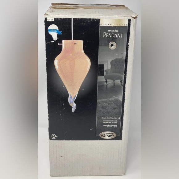 Hampton Bay Other - Vintage Hampton Bay Yellow Murano Glass Pendant Light Lamp New Open Box